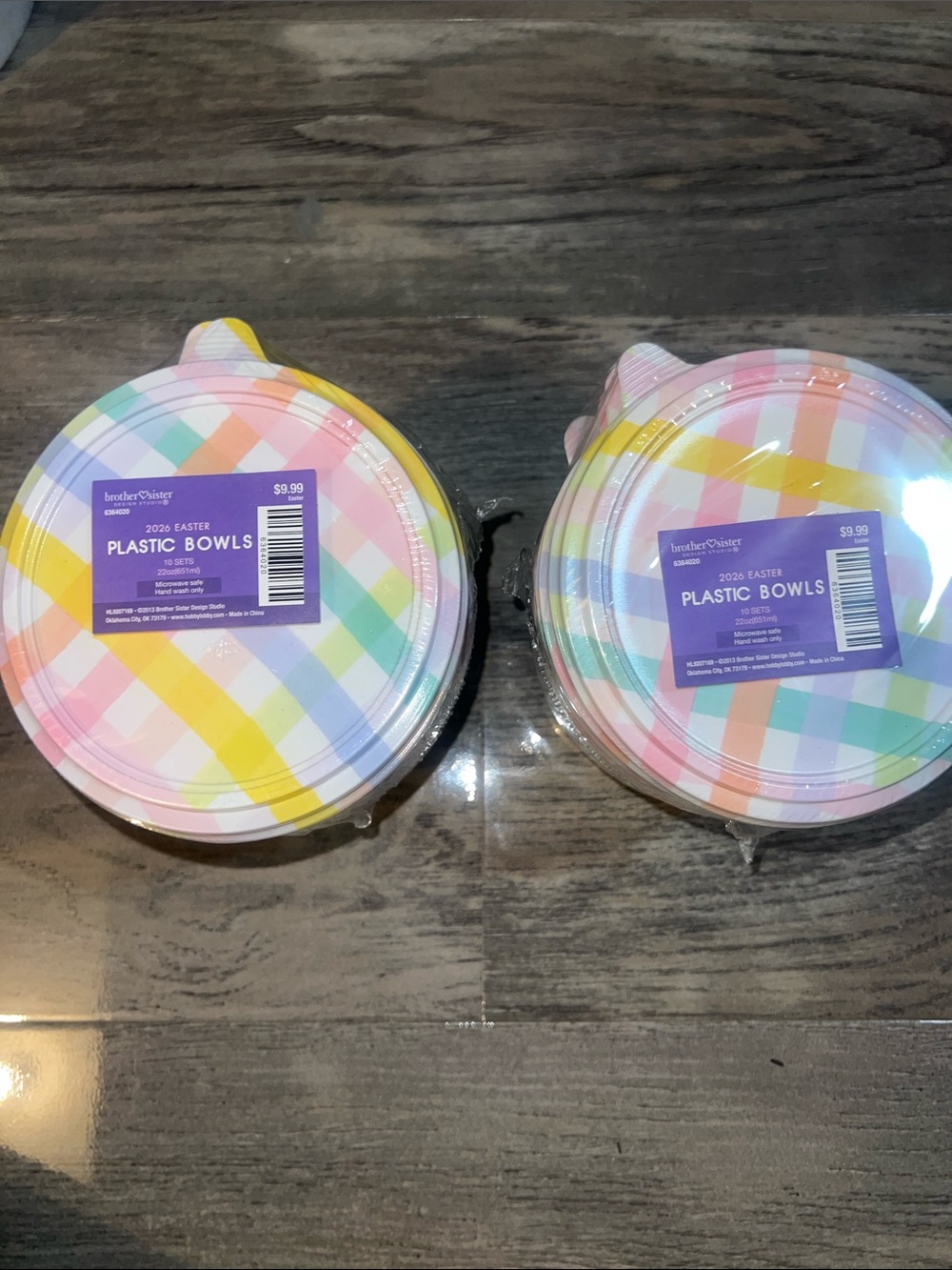 Pastel Plaid Plastic Bowls - Multicolor